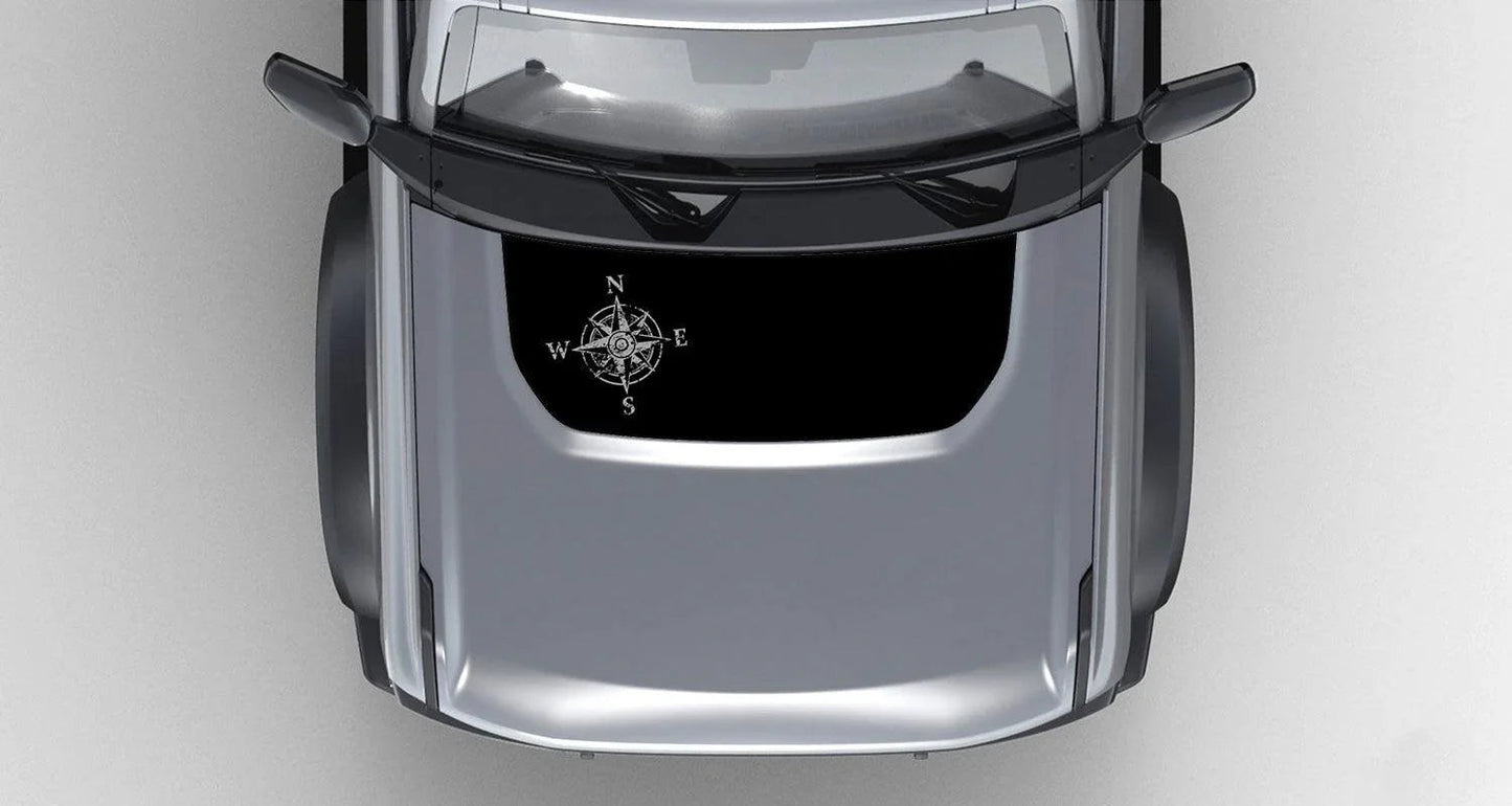Stealth Black Compass Rose Hood Overlay (Printed Series) - 2021+ Bronco
