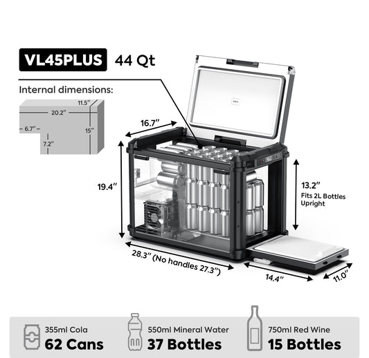 ICECO VL45Plus Single Zone 44QT 3 Way Access Portable Freezer Black