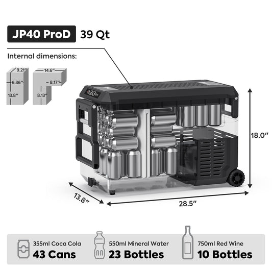 ICECO JP40 Pro Dual Zone Wheeled 39QT Portable Cooler Silver