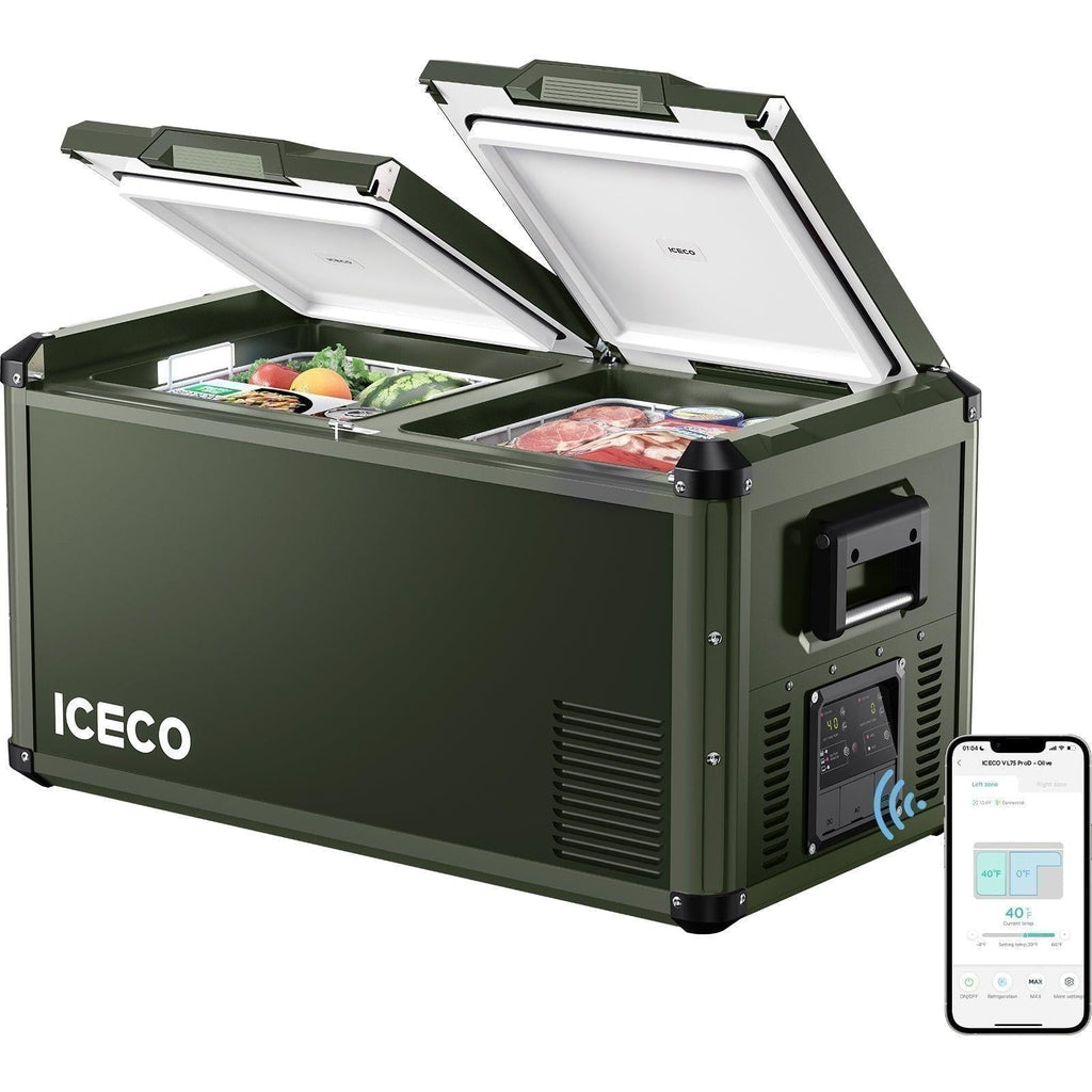 ICECO VL75 Pro Dual Zone 79QT Portable Cooler Olive