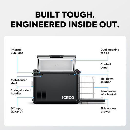 ICECO VL45Plus Single Zone 44QT 3 Way Access Portable Freezer Black