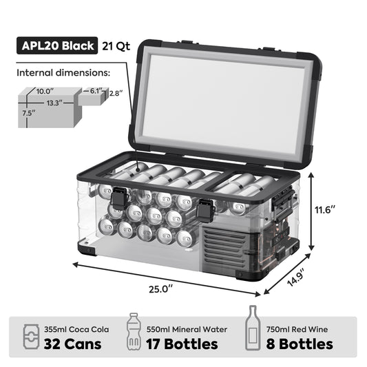 ICECO APL20 Aluminum Single Zone 21QT Portable Cooler Black