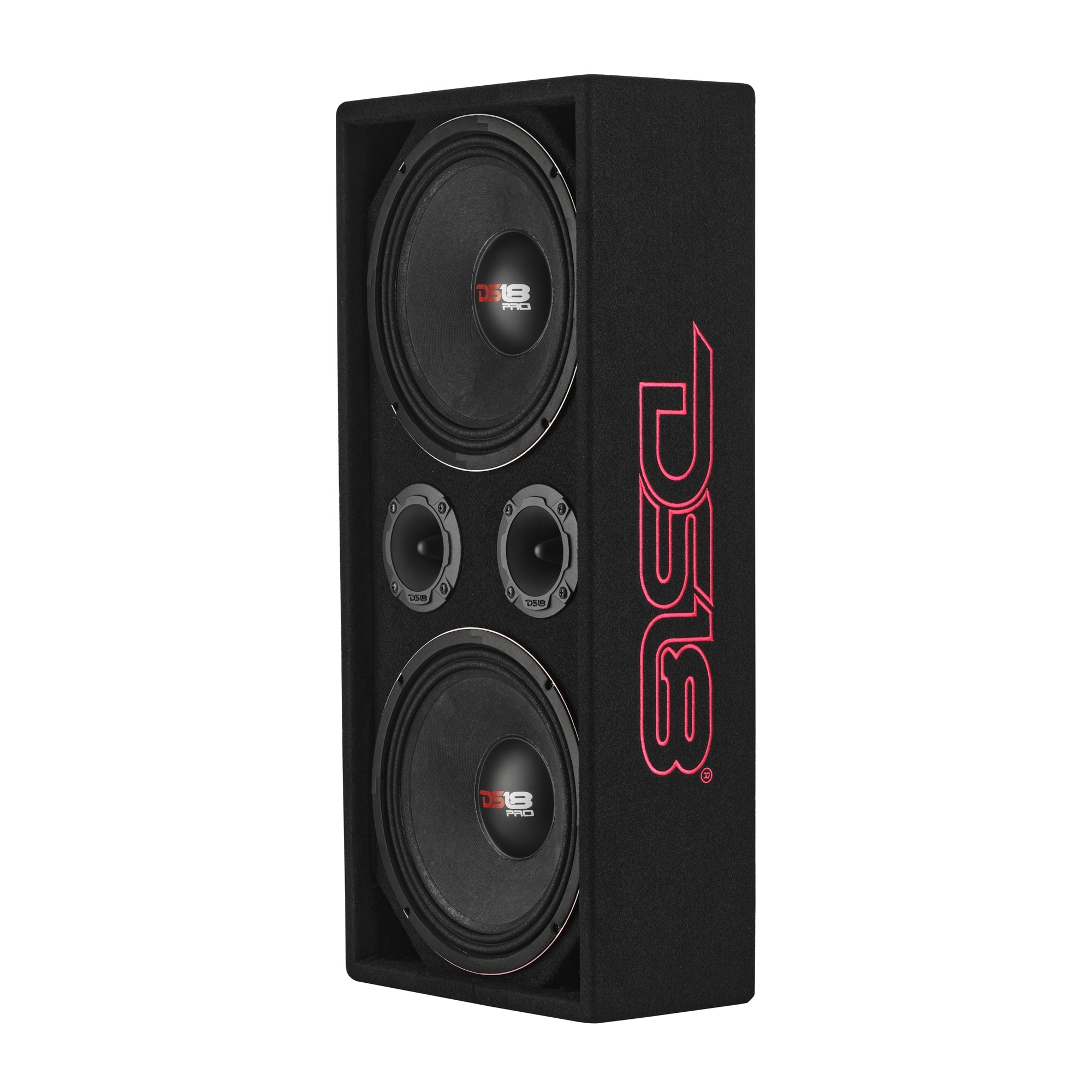 Loaded Voceteo Enclosure with Dual 10" Mids, Dual 3.78" Tweeters, Amplifier & Speakon Cable