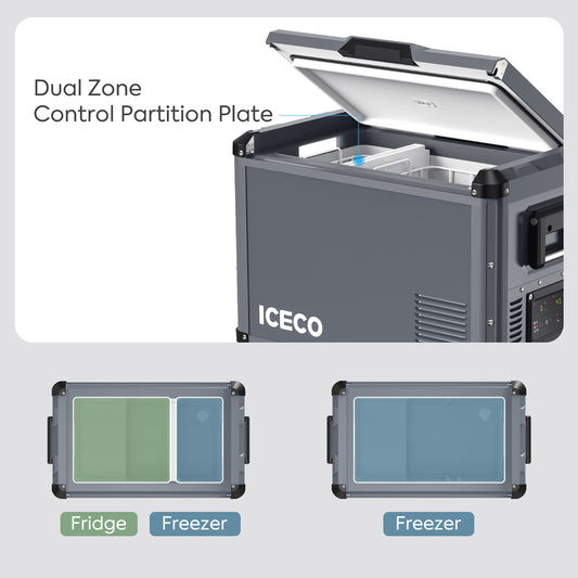 ICECO VL45 Pro Dual Zone 45QT Portable Cooler Grey