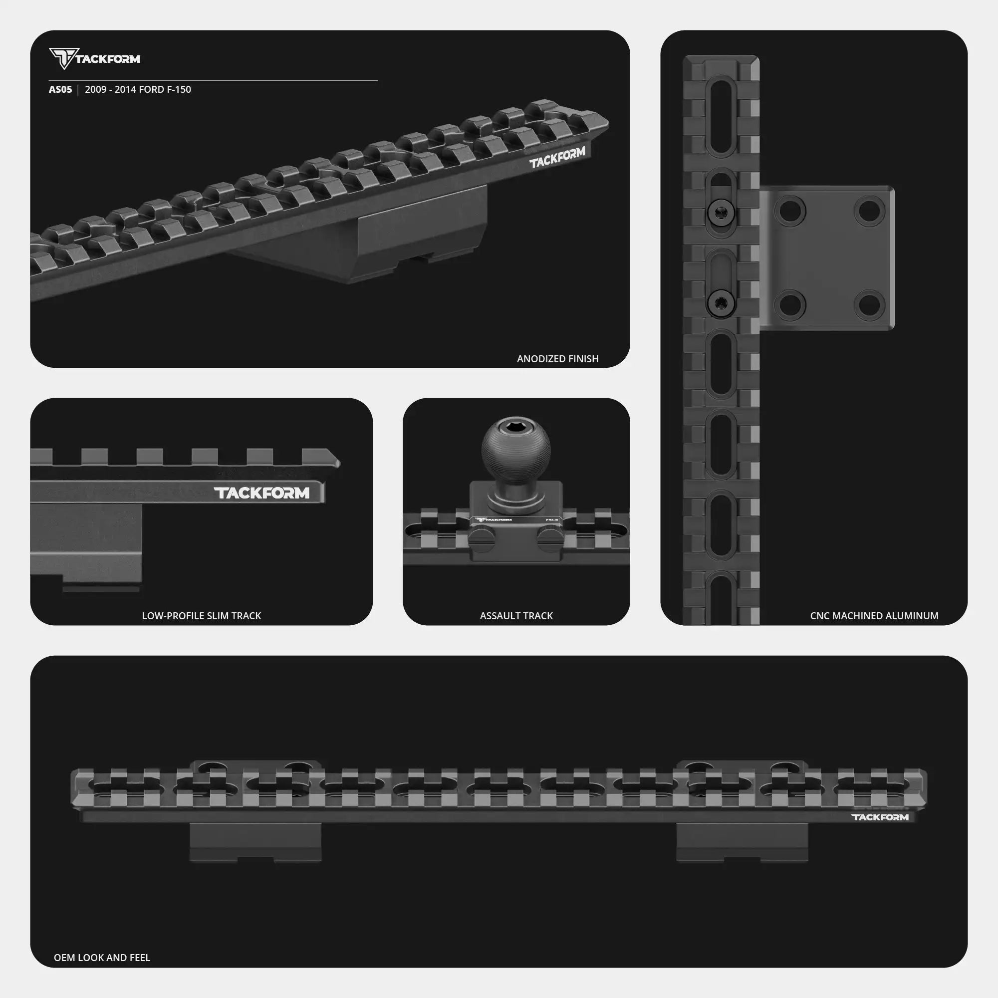 2009-2014 Ford F-150 Tackform Assault Track Picatinny Dash Bracket
