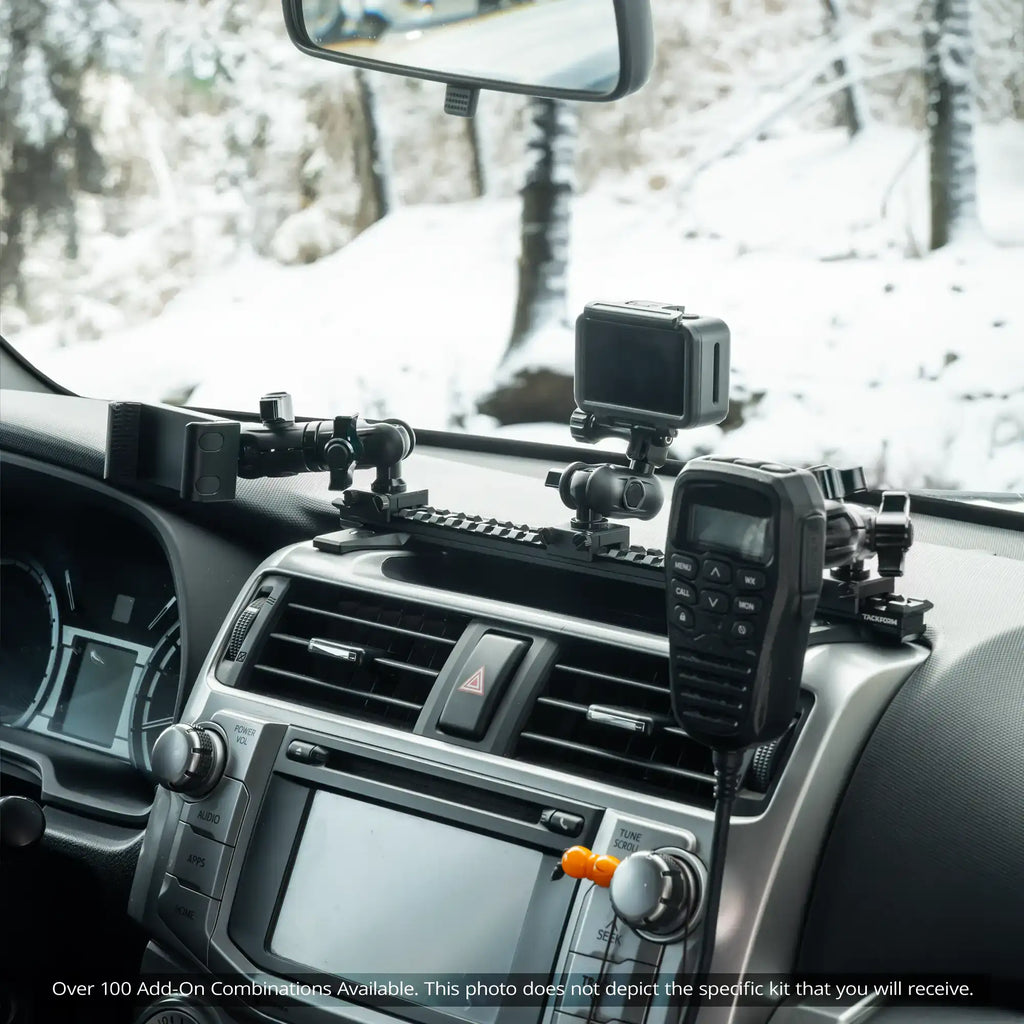 2010-2024 Toyota 4Runner Tackform Assault Track Picatinny Dash Bracket With 20LITE Phone & CB Mic Holder