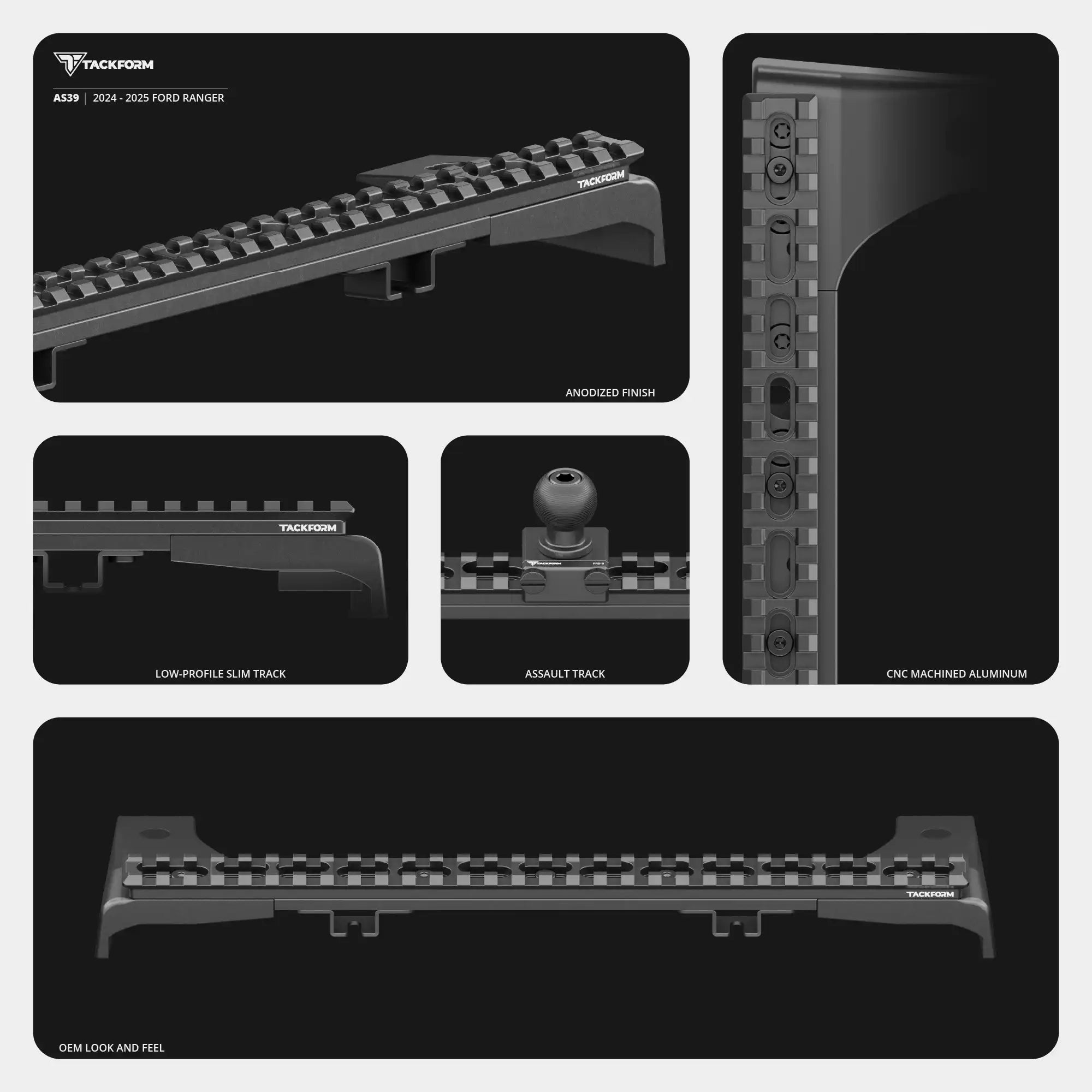 2024+ Ford Ranger Tackform Assault Track Picatinny Dash Bracket