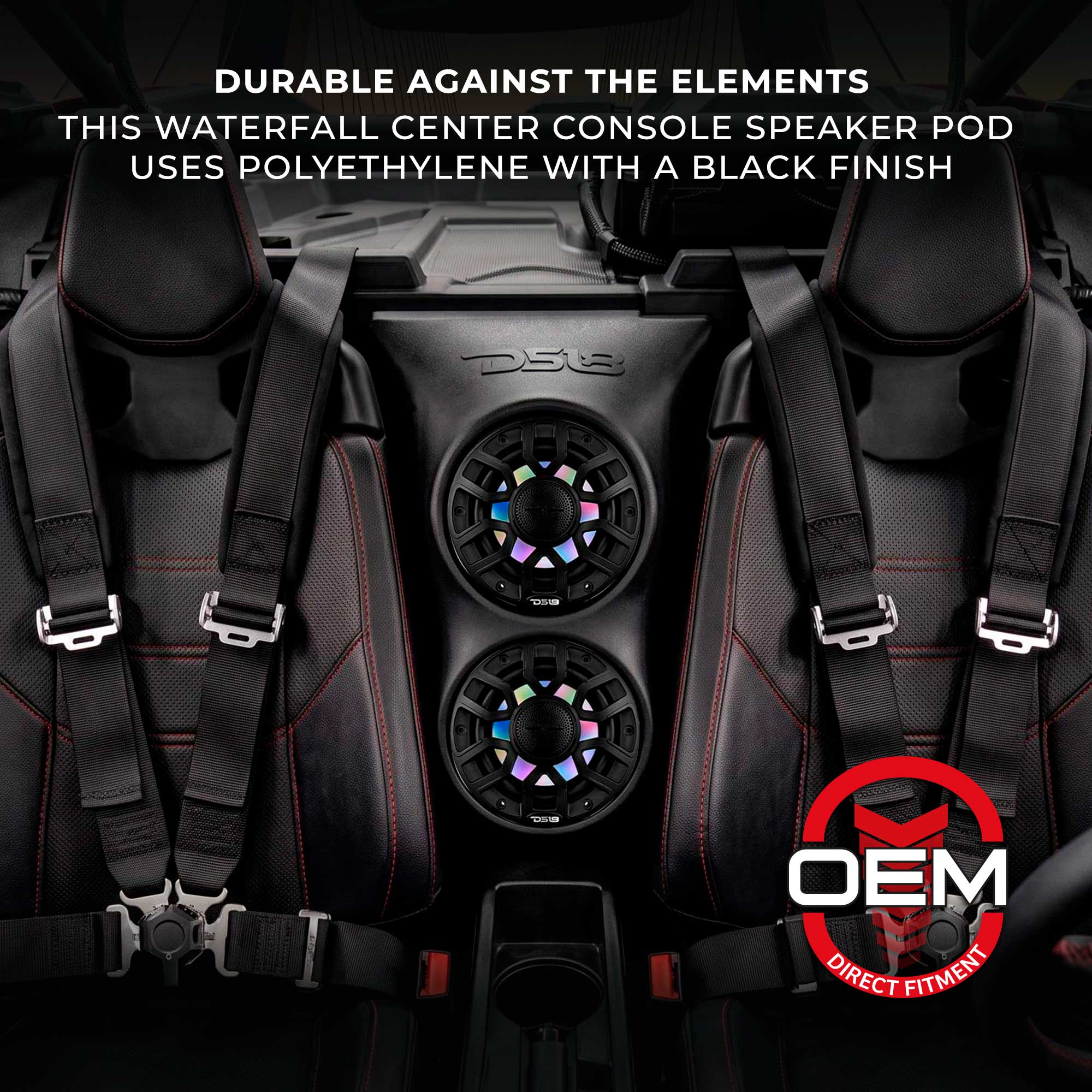 Can-Am Maverick X3 (2017-Up) Waterfall Center Console Speaker Pod Loaded with NXL-IQ 6.5" 2-Way Coaxial Marine Speakers and Digital LED Lights
