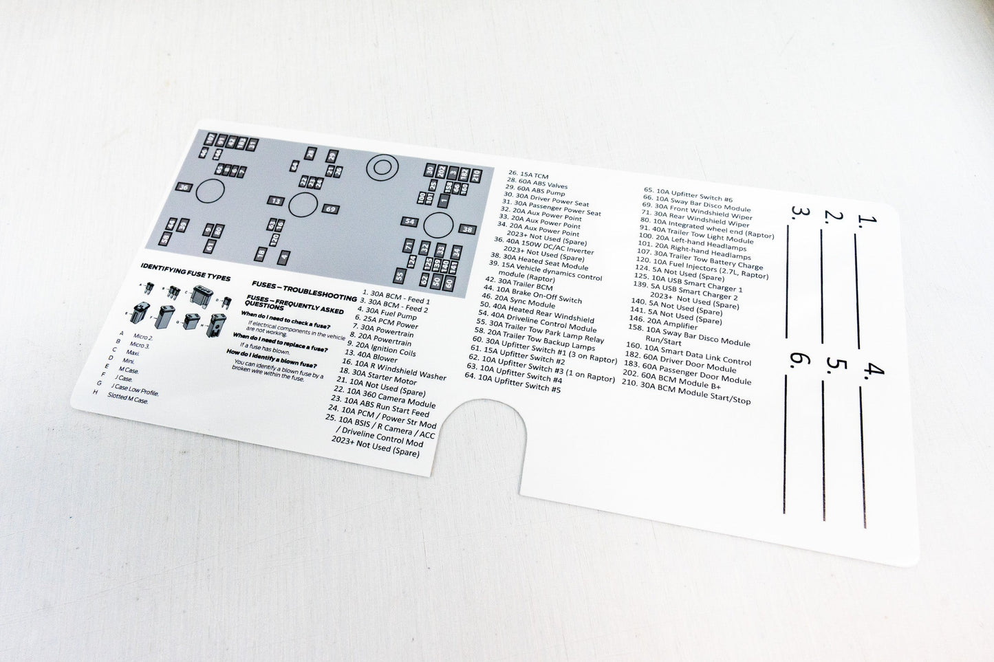 Acrylic Laser Series Fuse Box Lid Label Plate - 2021-2025 Bronco