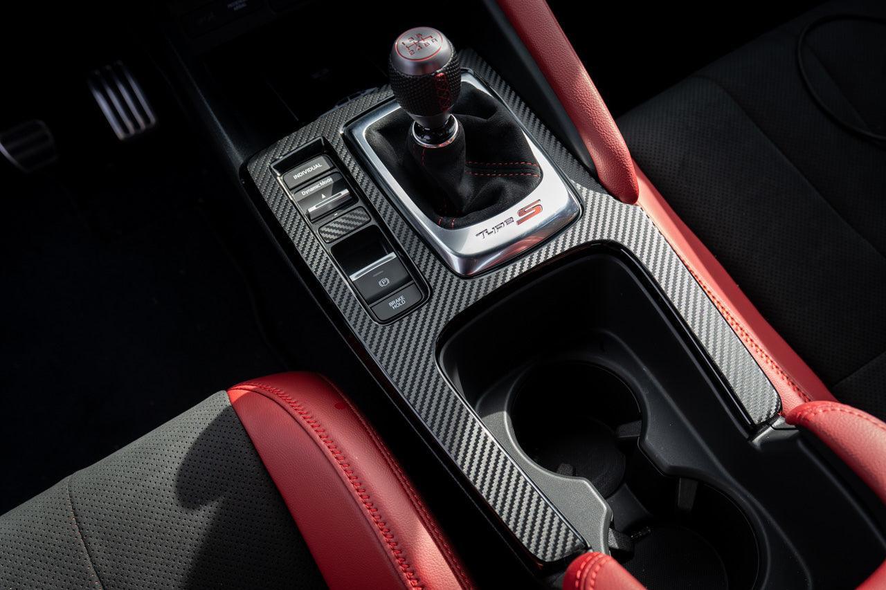 3D Carbon Fiber Manual Shifter Trim Overlay - 2023+ Integra 6MT / 2022+ Civic 6MT