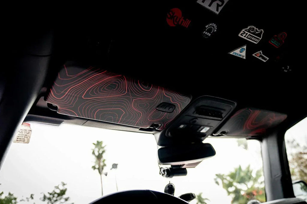 Topographic Interior Sun Visor Overlays - 2024+ Ranger Raptor (with Homelink)