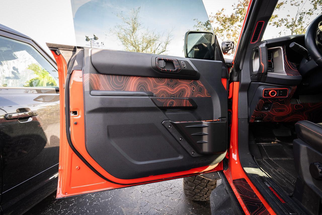 Topo Interior Front Door Grab Handle Overlay Kit (Printed + Laser Series) - 2021+ Bronco