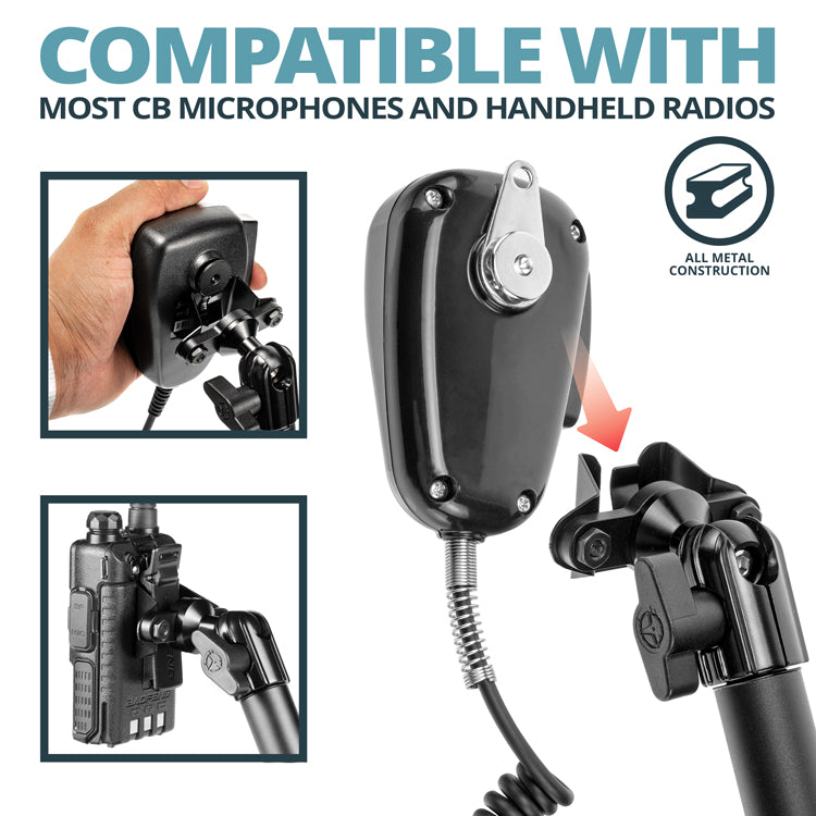 CB Radio/Microphone Holder | Slim Track Base | 6" DuraLock Arm