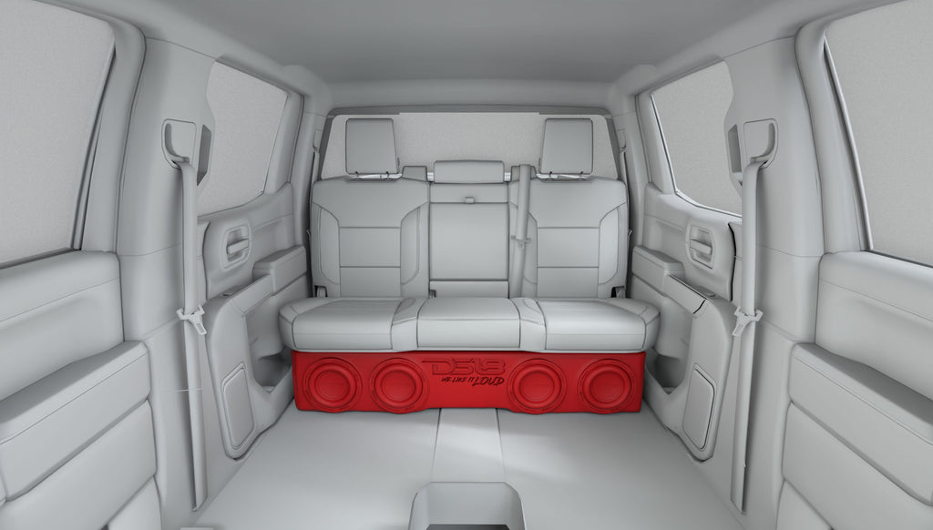 Loaded 4 x 8" Subwoofer Enclosure for Chevy/GMC Crew Cabs (2007-2026) and Ford F-150/Super Duty Crew Cabs (2009-2026)