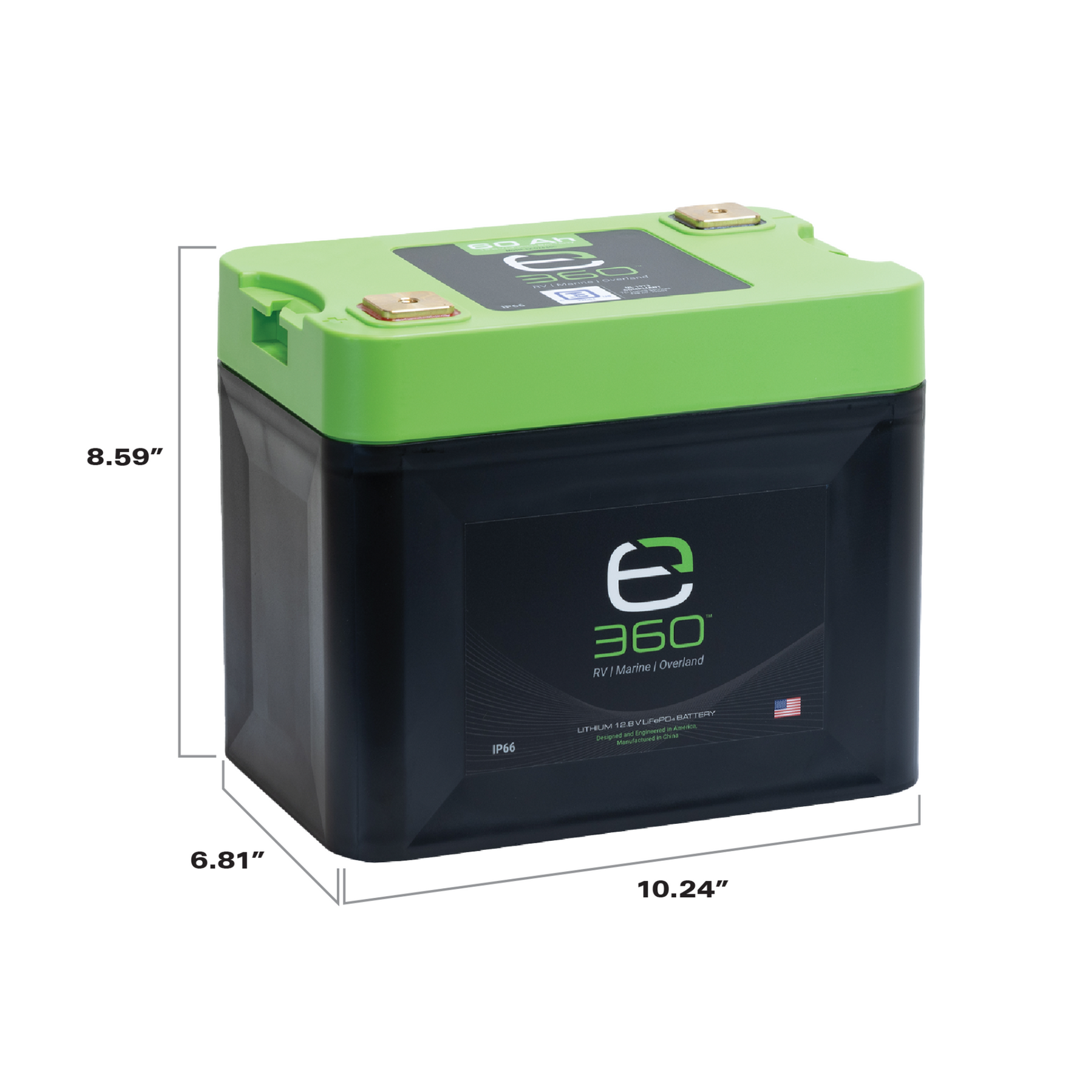 E360 12.8V 60Ah G24 High-Density LiFePO4 Deep Cycle Battery [C]