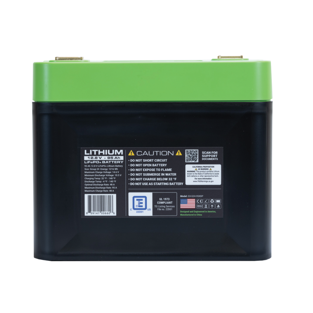 E360 12.8V 95Ah G24 Extreme-Density LiFePO4 Deep Cycle Battery [A]