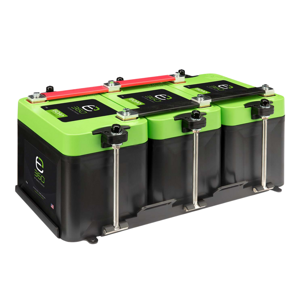 E360 Group 24 - 60, 80, 95 Ah Triple Tie Down Tray System with Two Sets of Bus Bars. [C]