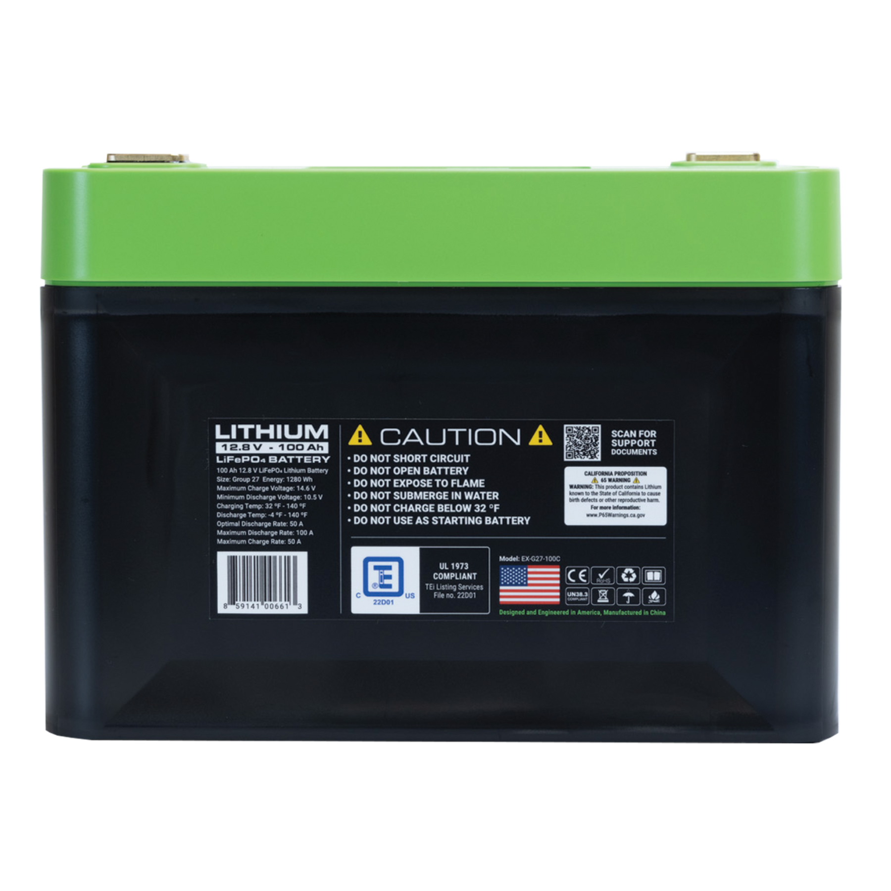 E360 12.8V 102Ah G27 High-Density LiFePO4 Deep Cycle Battery [A]