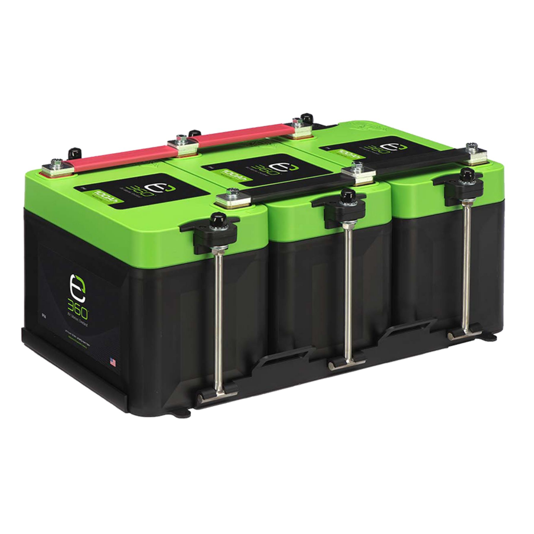 E360 Group 27 - 100, 120 Ah Triple Tie Down Tray System with Two Sets of Bus Bars. [C]