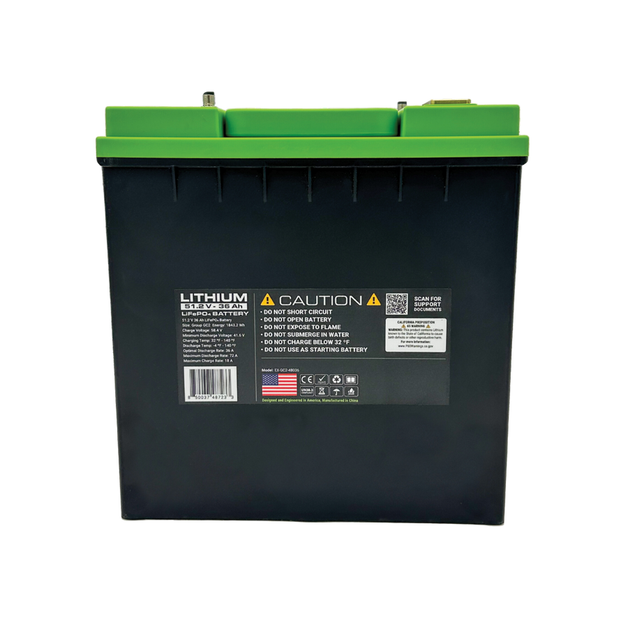 E360 51.2V 36Ah GC2 LiFePO4 Deep Cycle Battery. Includes Bluetooth and CAN Bus. [A]