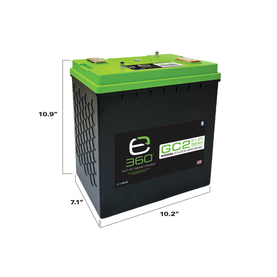 E360 51.2V 36Ah GC2 LiFePO4 Deep Cycle Battery. Includes Bluetooth and CAN Bus. [A]