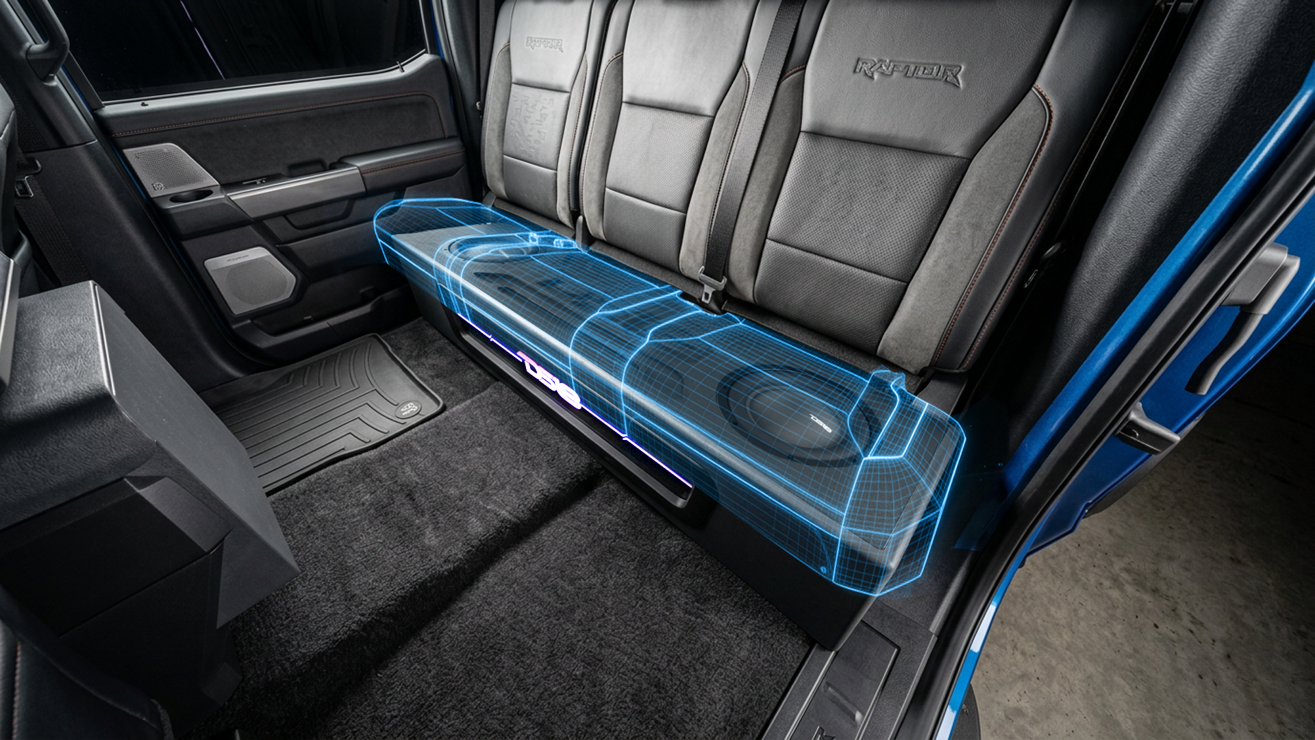 Ford F-150 2 x 10" Subwoofer Loaded Enclosure Package With Vinyl Finish and Dream LED Lights (MADE IN USA)