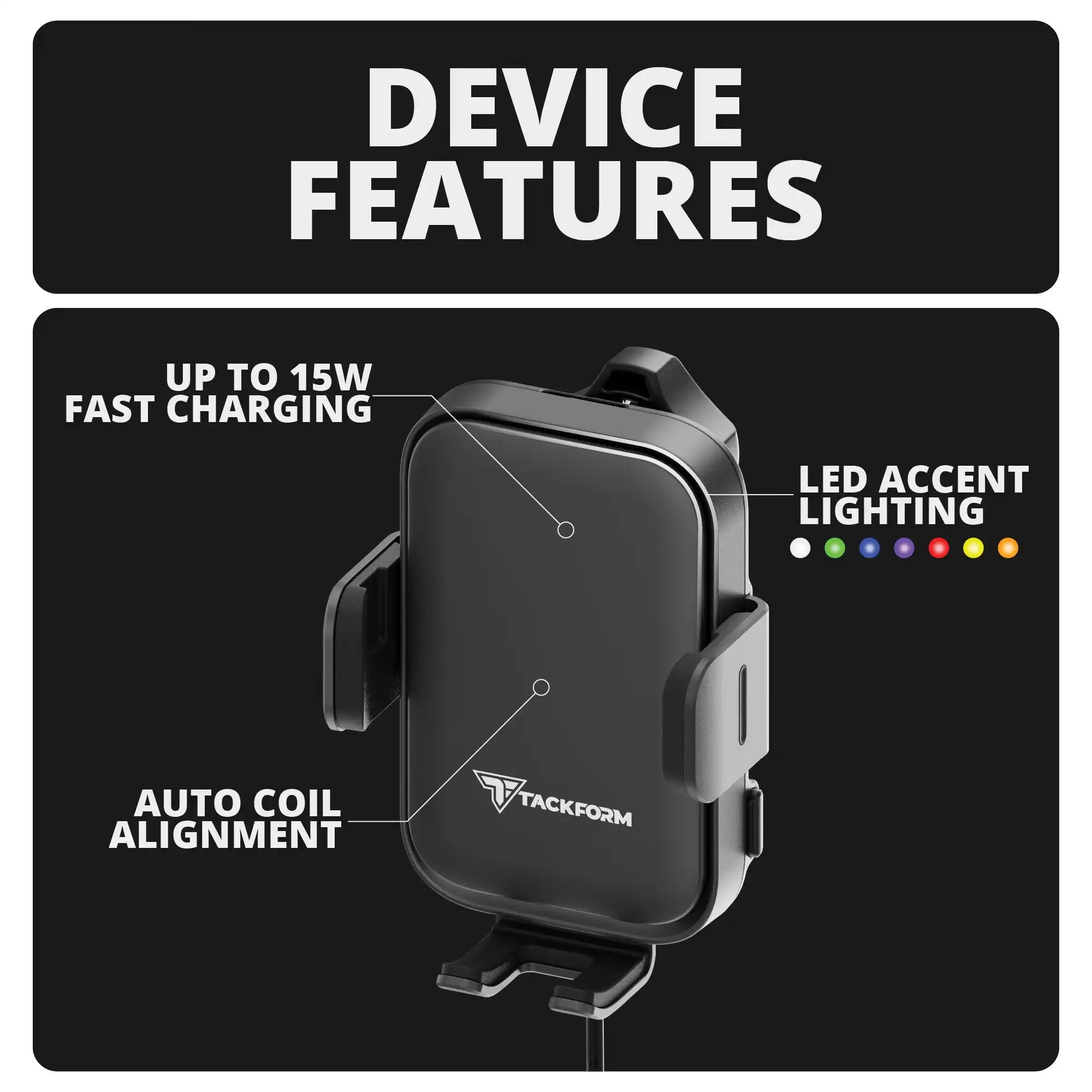 2024+ Jeep Wrangler JL & Gladiator (Not Compatible With 4xe) Tackform Assault Track Picatinny Dash Bracket With Wireless Charging Phone Mount | Driver Side