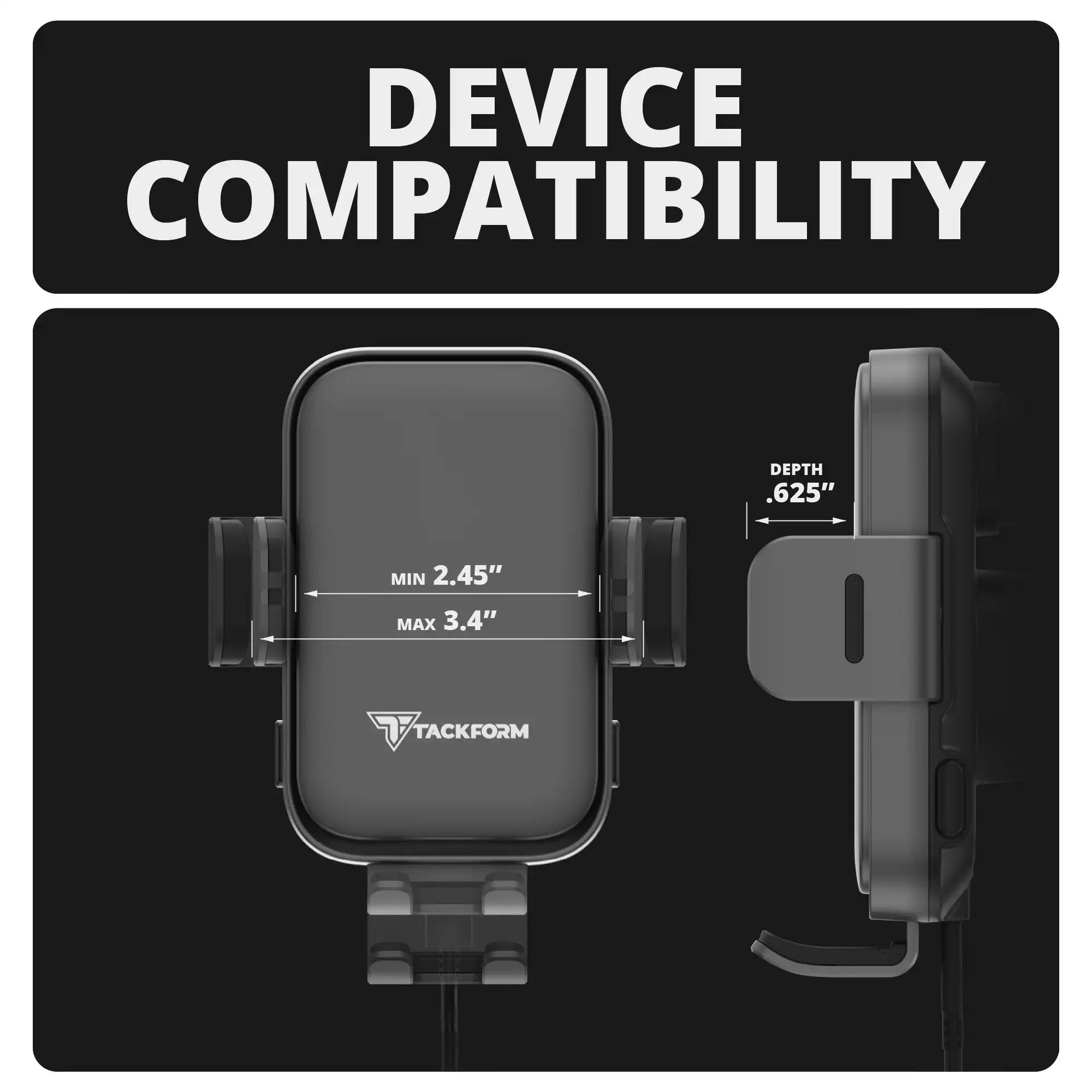 2018-2026 Jeep Wrangler JL/4xe & Gladiator JT LINK™ Console Screw Mount with Qi Wireless Charging Phone Holder & Customizable LED Accent Lighting | 9.5"- 13" Telescoping Arm