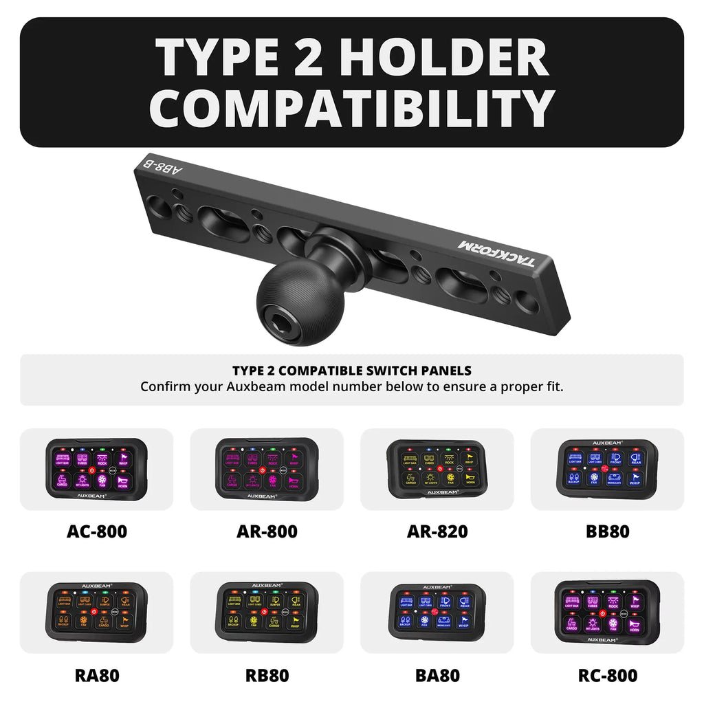 Auxbeam Holder | Slim Track Base | Choose Arm Length & Panel Type