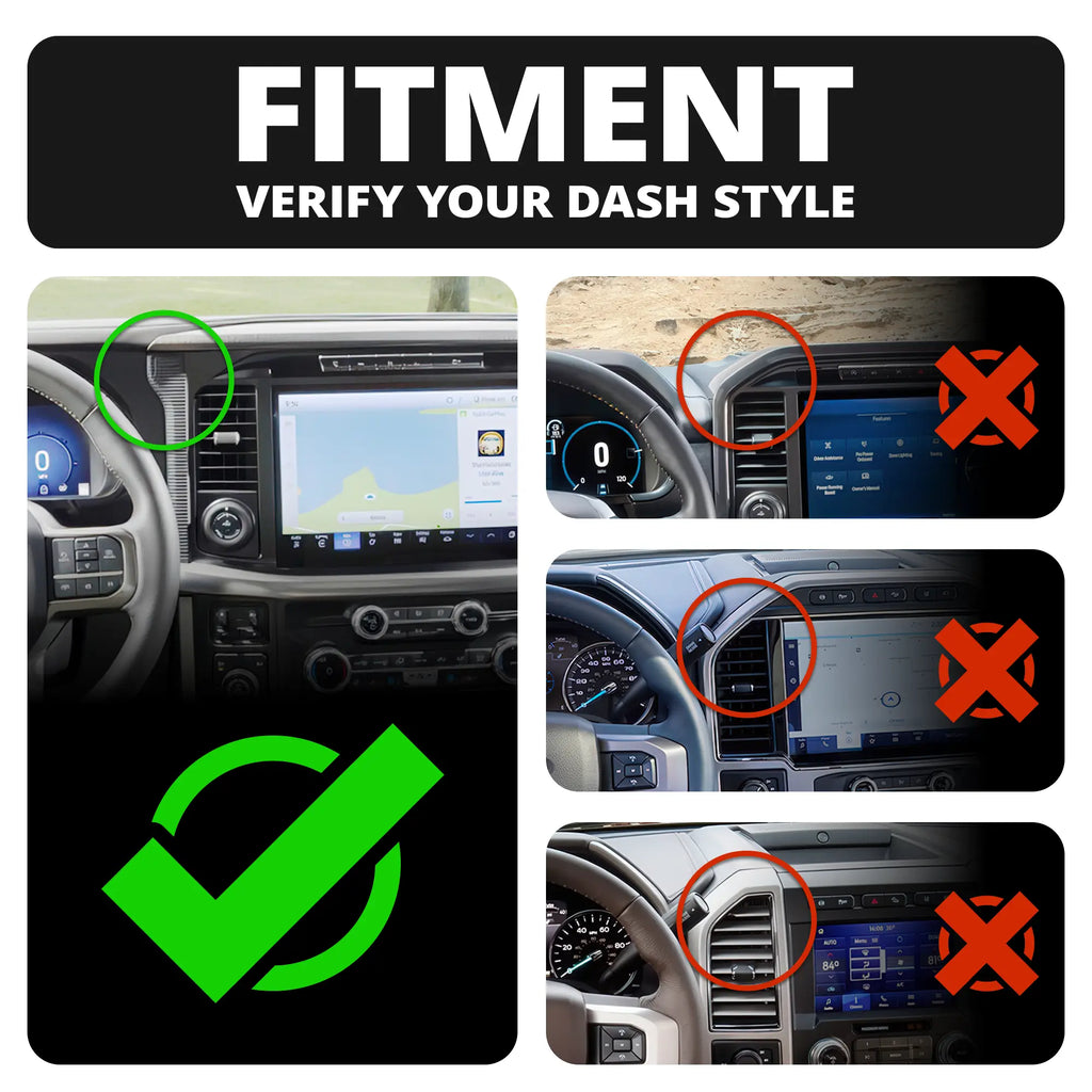 2024+ Ford F-150 (See Compatibility Info For Specific Year/Trim Fitment Details) Tackform Assault Track Picatinny Dash Bracket With MagSafe Phone Mount and Magnetic Radar Detector Holder | Telescoping Arm