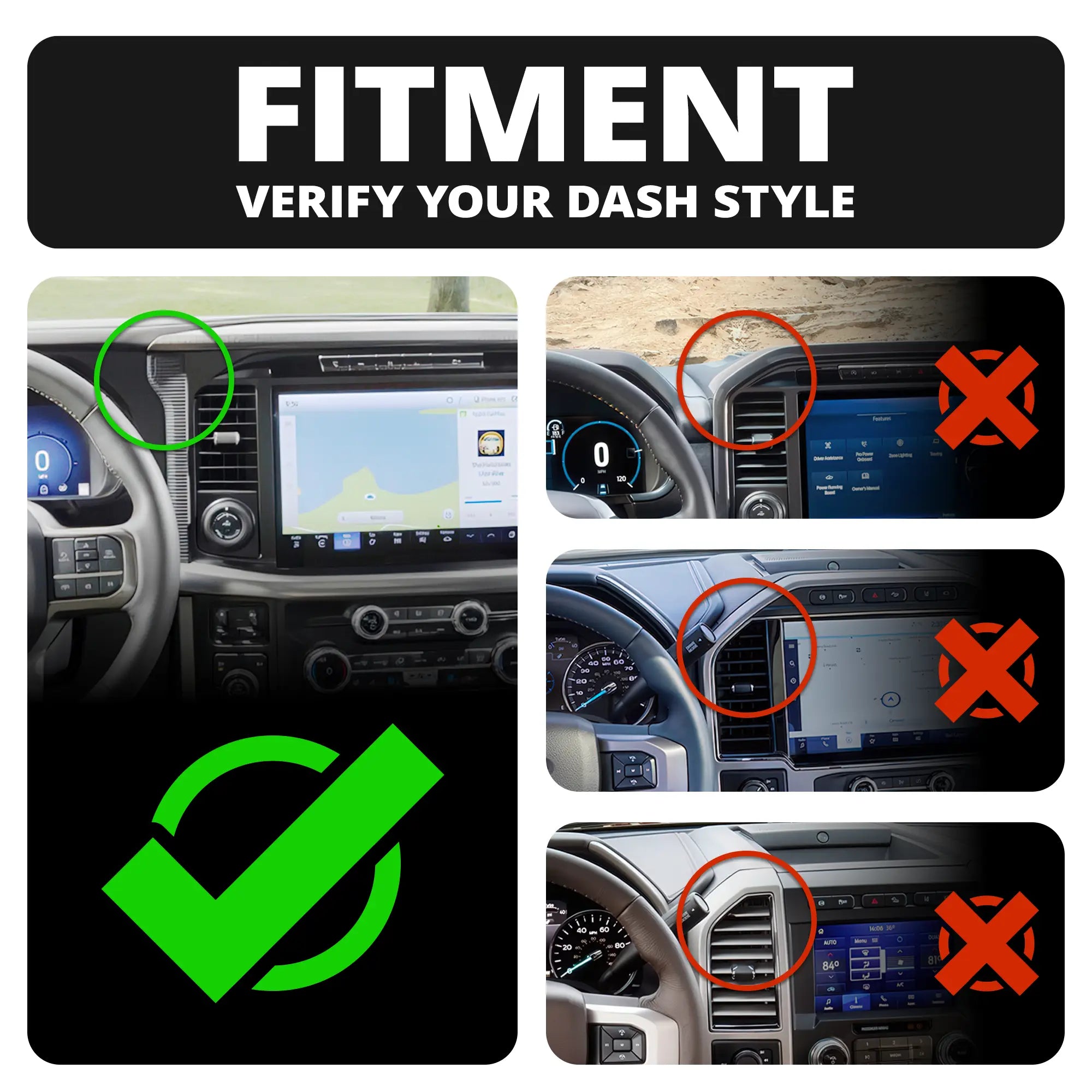 2024+ Ford F-150 (See Compatibility Info For Specific Year/Trim Fitment Details) Tackform Slim Track Dash Bracket With 20LITE Phone Mount and Magnetic Radar Detector Holder | Telescoping Arm