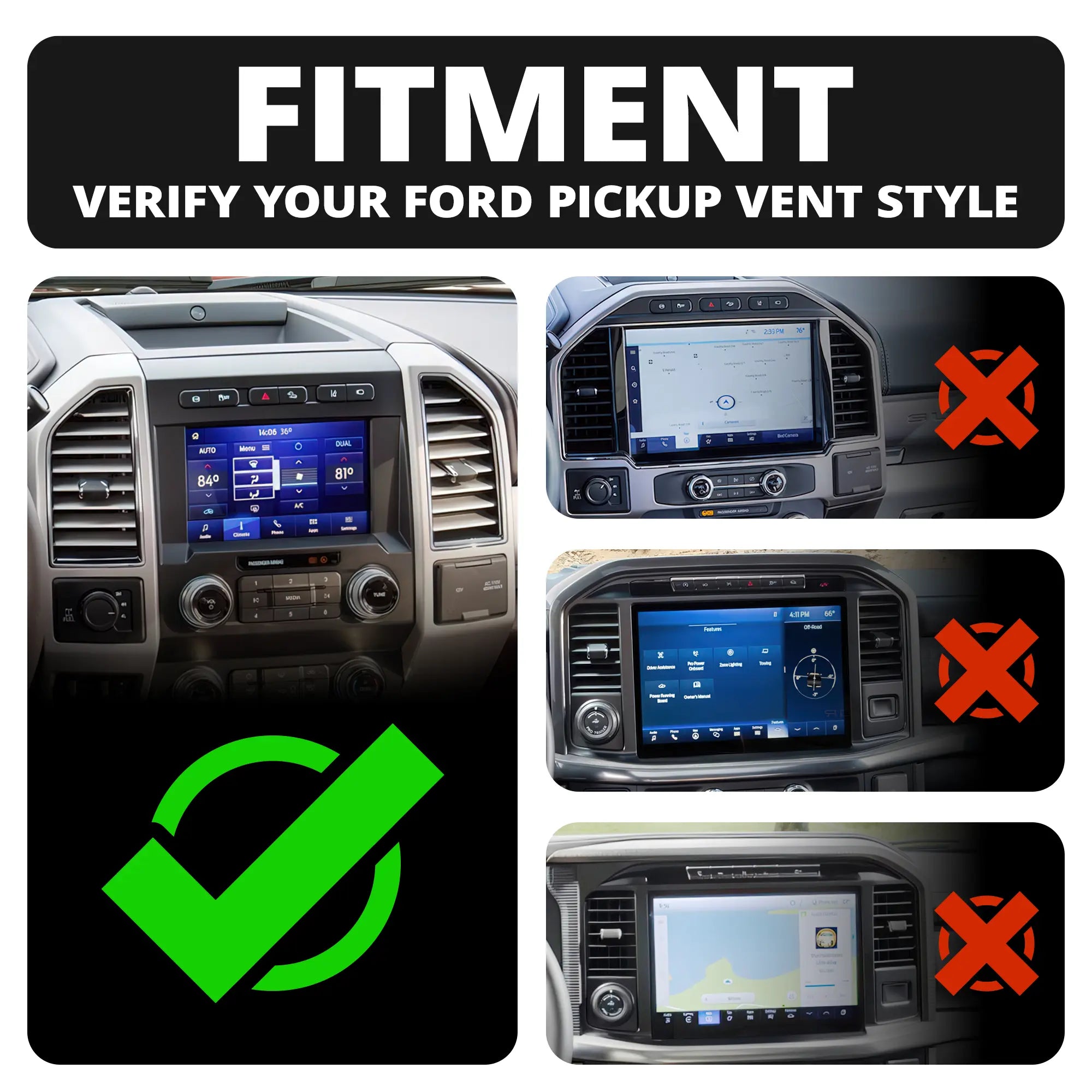 ‘15-‘20 Ford F-150, ‘17-‘22 Super Duty, ‘18-‘21 Expedition LINK™ Vent Mount Bracket With 20LITE Phone Holder | (See Compatibility Info For Year/Trim Details) | Choose Your Arm Length