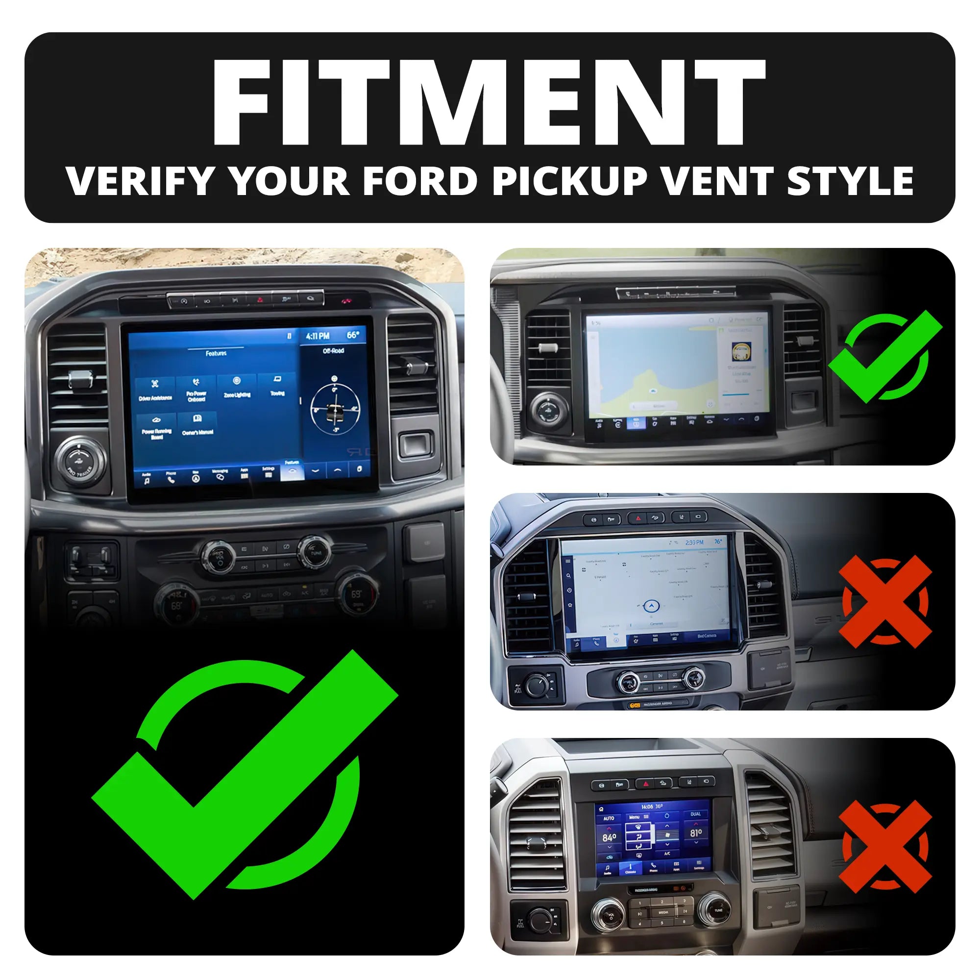 2021+ Ford F-150/Raptor & 2023+Super Duty LINK™ Vent Mount Bracket With Qi2.2/MagSafe Charging and Cooling Phone Holder | Choose Your Arm Length