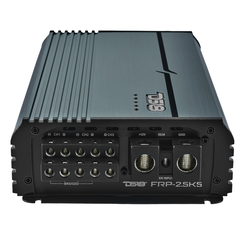 FRP Compact Full-Range Class D 5-Channel Amplifier – 250W x 4 + 1,200W Subwoofer Output