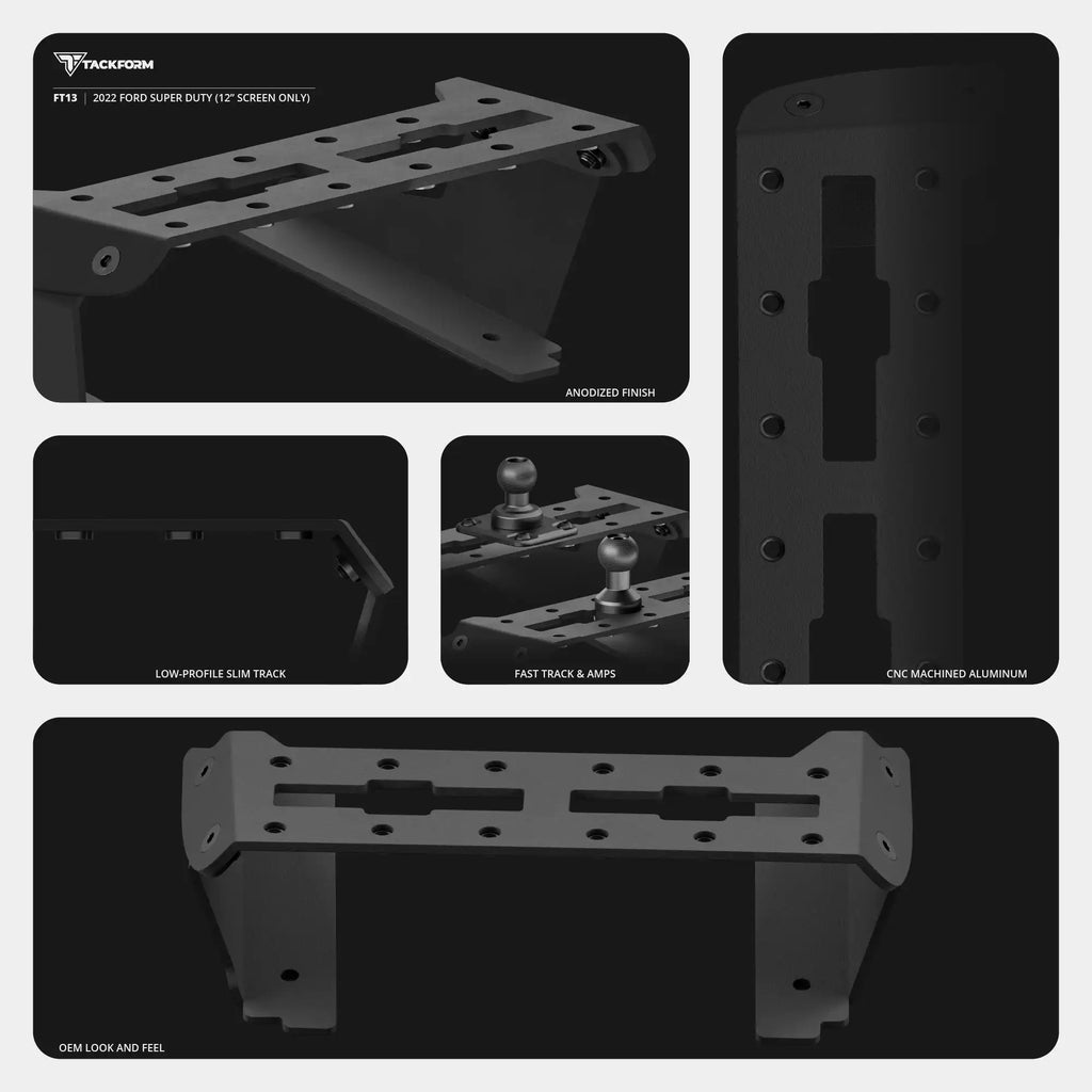 2022 Ford Super Duty (Compatible With 12” Screen ONLY) Tackform Fast Track Dash Bracket With Dual 20LITE Phone Mounts