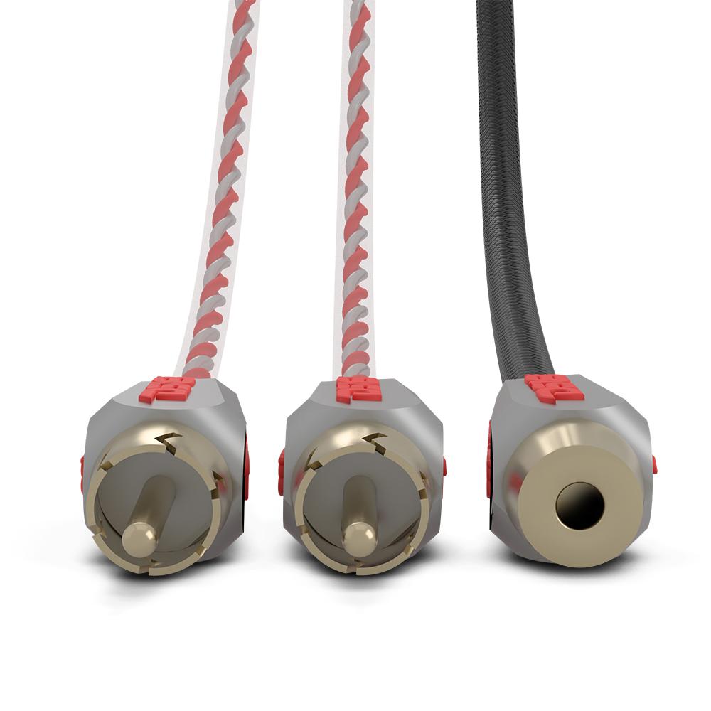 Level 3 RCA 100% Copper OFC Y Connector 1 FEMALE to 2 MALE - BLACK - RED