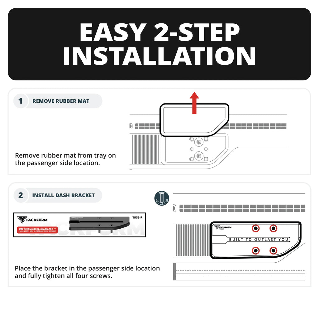 2024+ Jeep Wrangler JL & Gladiator JT (Not Compatible With 4xe) Tackform Slim Track Dash Bracket With MagSafe Charging Phone Mount | Passenger Side