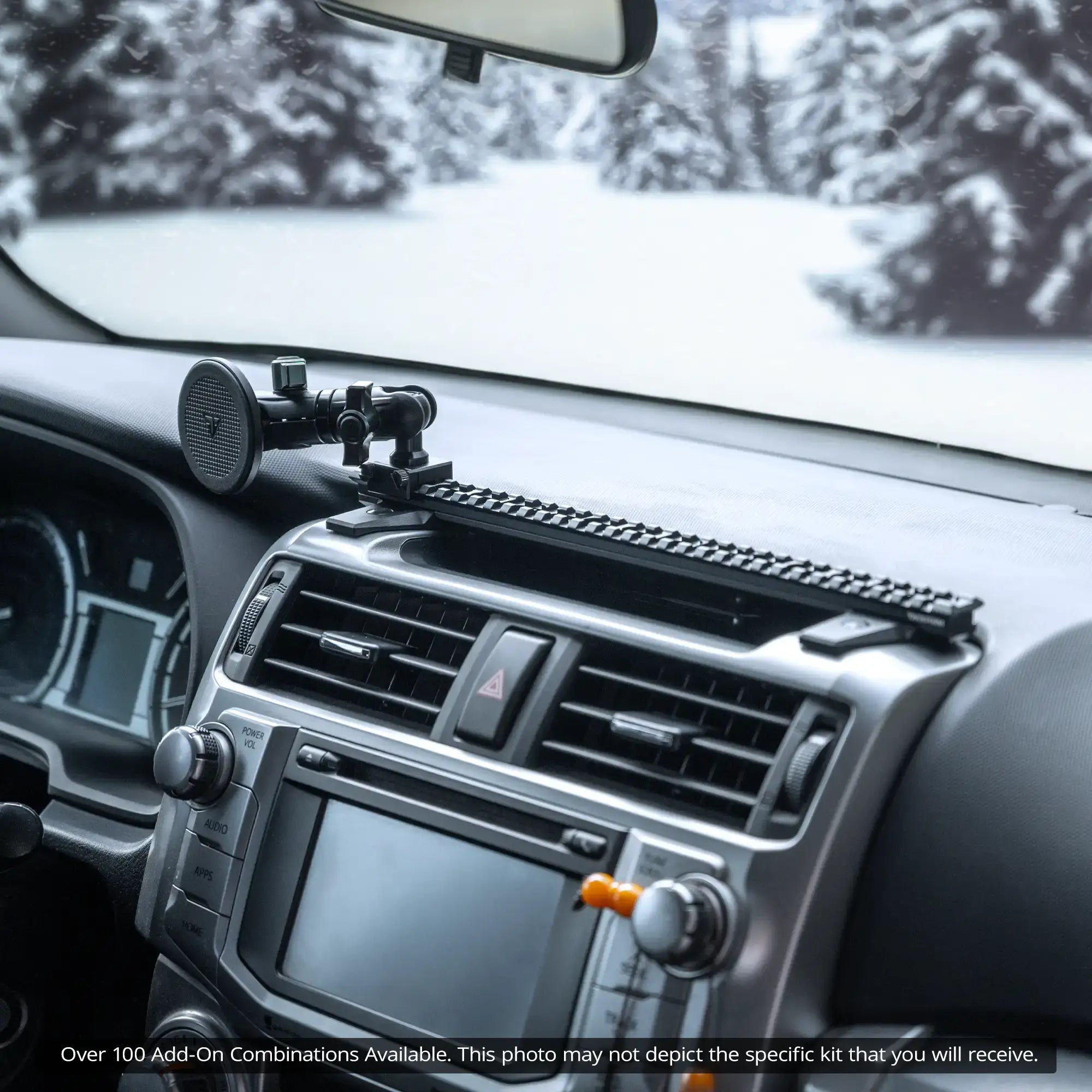 2010-2024 Toyota 4Runner Tackform Assault Track Picatinny Dash Bracket With MagSafe Phone & CB Mic Holder