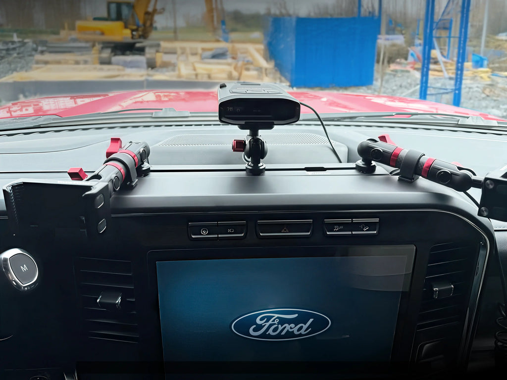 2023-2026 Ford Super Duty (F-250 Through F-600) Tackform Slim Track Dash Bracket With Dual 20LITE Phone Mounts
