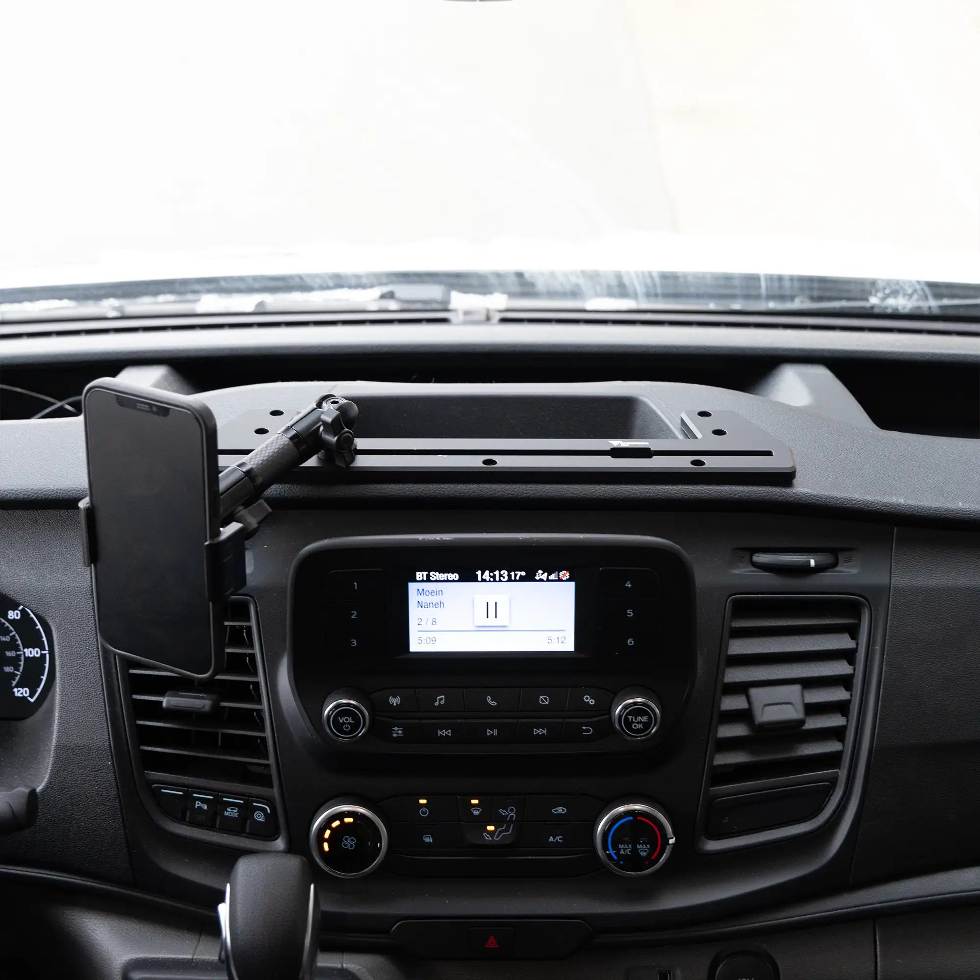 2020+ Ford Transit (Not Compatible With Transit Connect) Tackform Slim Track Dash Bracket With 20LITE Phone Mount
