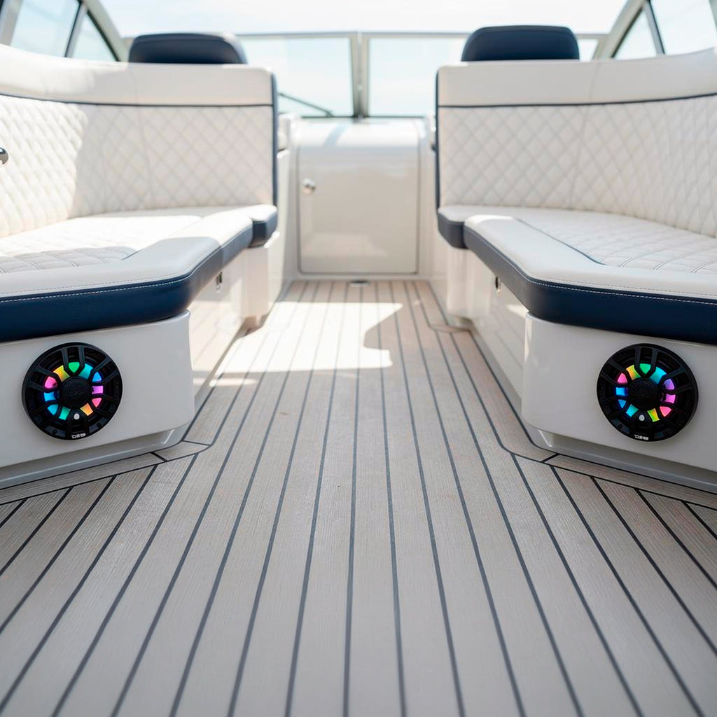 NXL 7.7” 2-Way Coaxial Marine Speaker with Bullet Tweeter, Digital LED Lights & White Deck LED | 175W RMS 4-Ohm