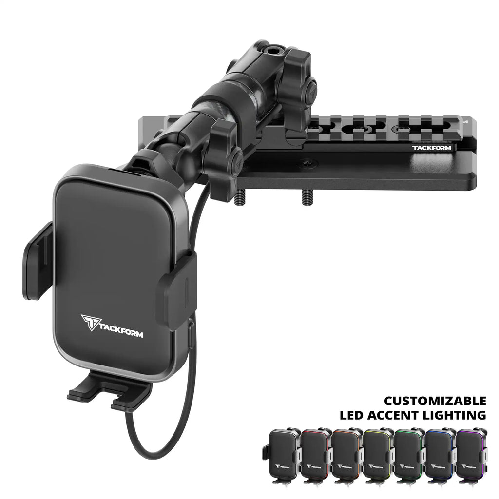 2024+ Jeep Wrangler JL & Gladiator (Not Compatible With 4xe) Tackform Assault Track Picatinny Dash Bracket With Wireless Charging Phone Mount | Driver Side