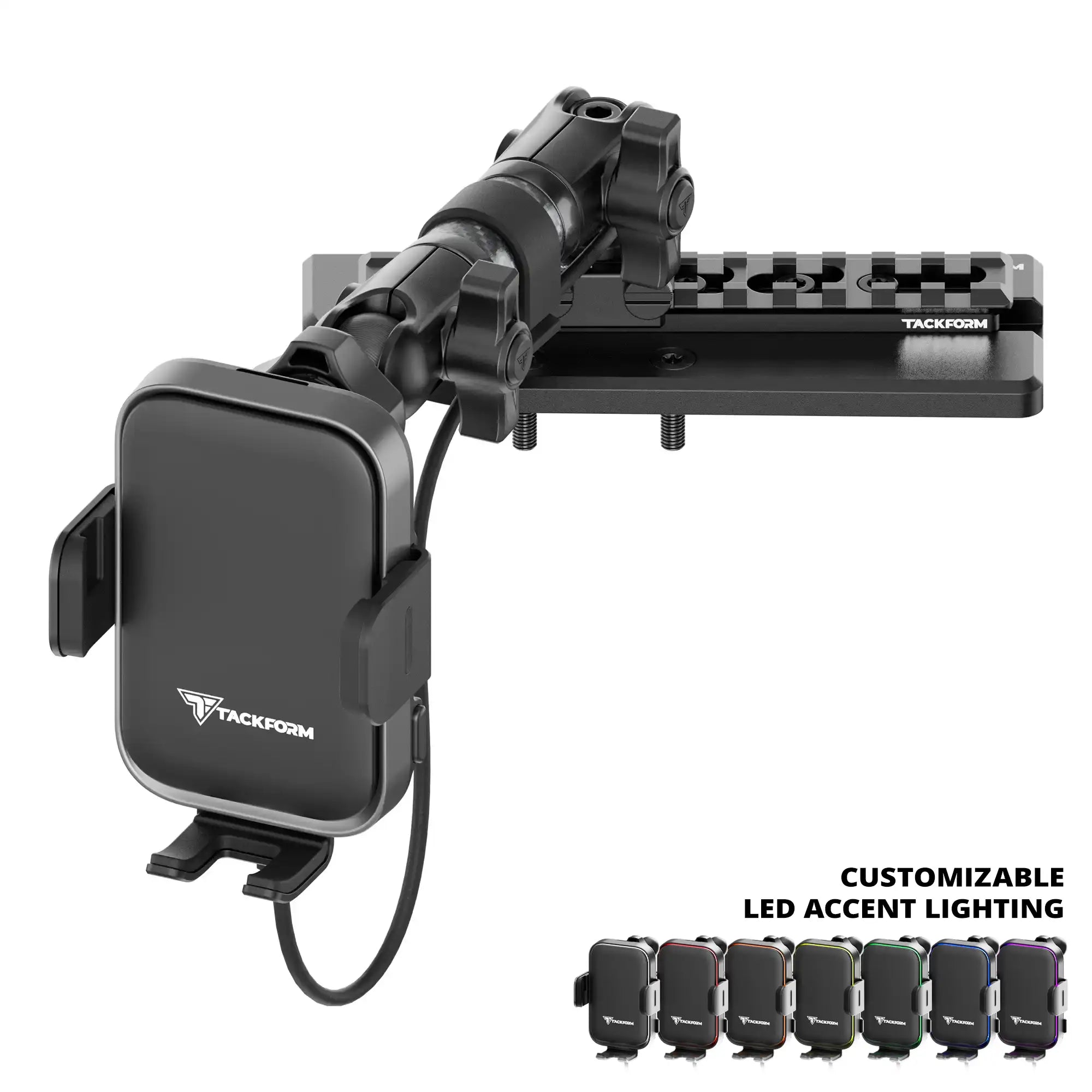 2024+ Jeep Wrangler JL & Gladiator (Not Compatible With 4xe) Tackform Assault Track Picatinny Dash Bracket With Wireless Charging Phone Mount | Driver Side