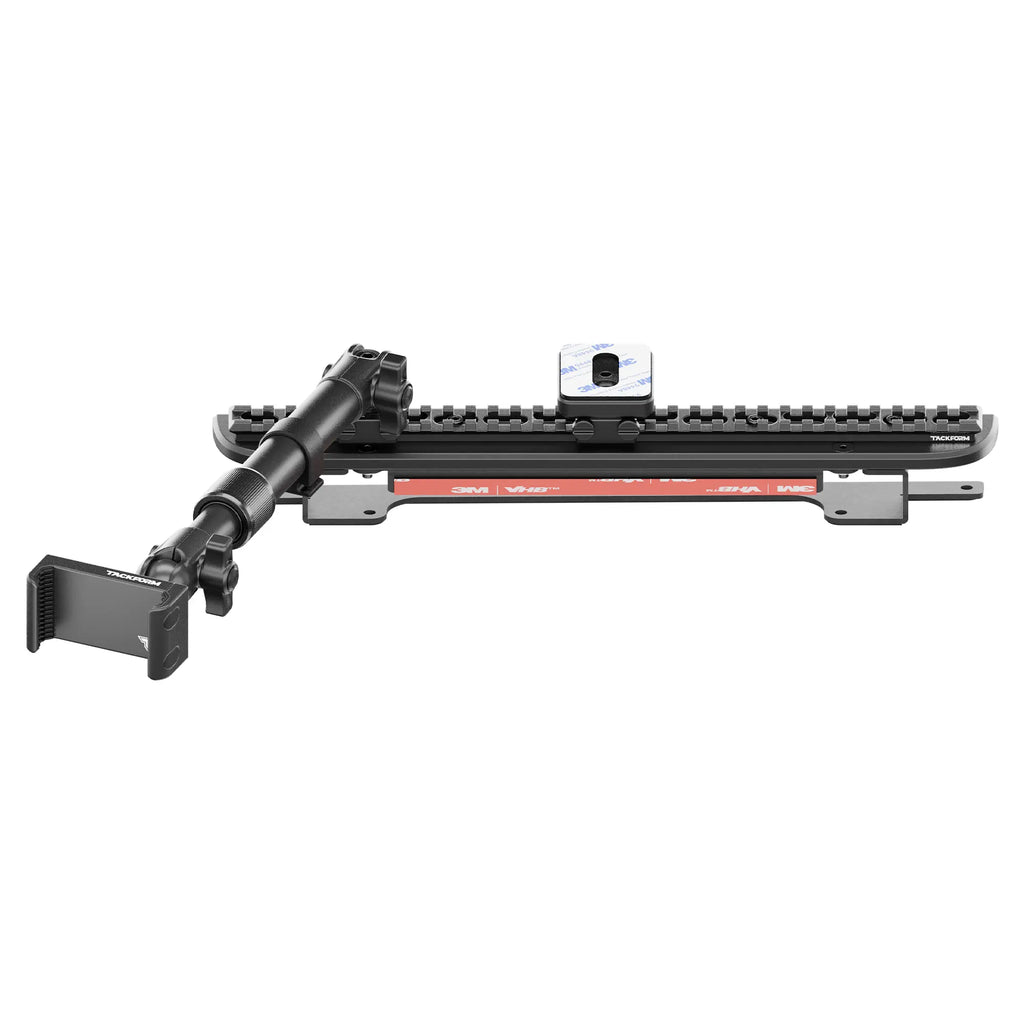 2024+ Ford F-150 (See Compatibility Info For Specific Year/Trim Fitment Details) Tackform Assault Track Picatinny Dash Bracket With 20LITE Phone Mount and Magnetic Radar Detector Holder | Telescoping Arm