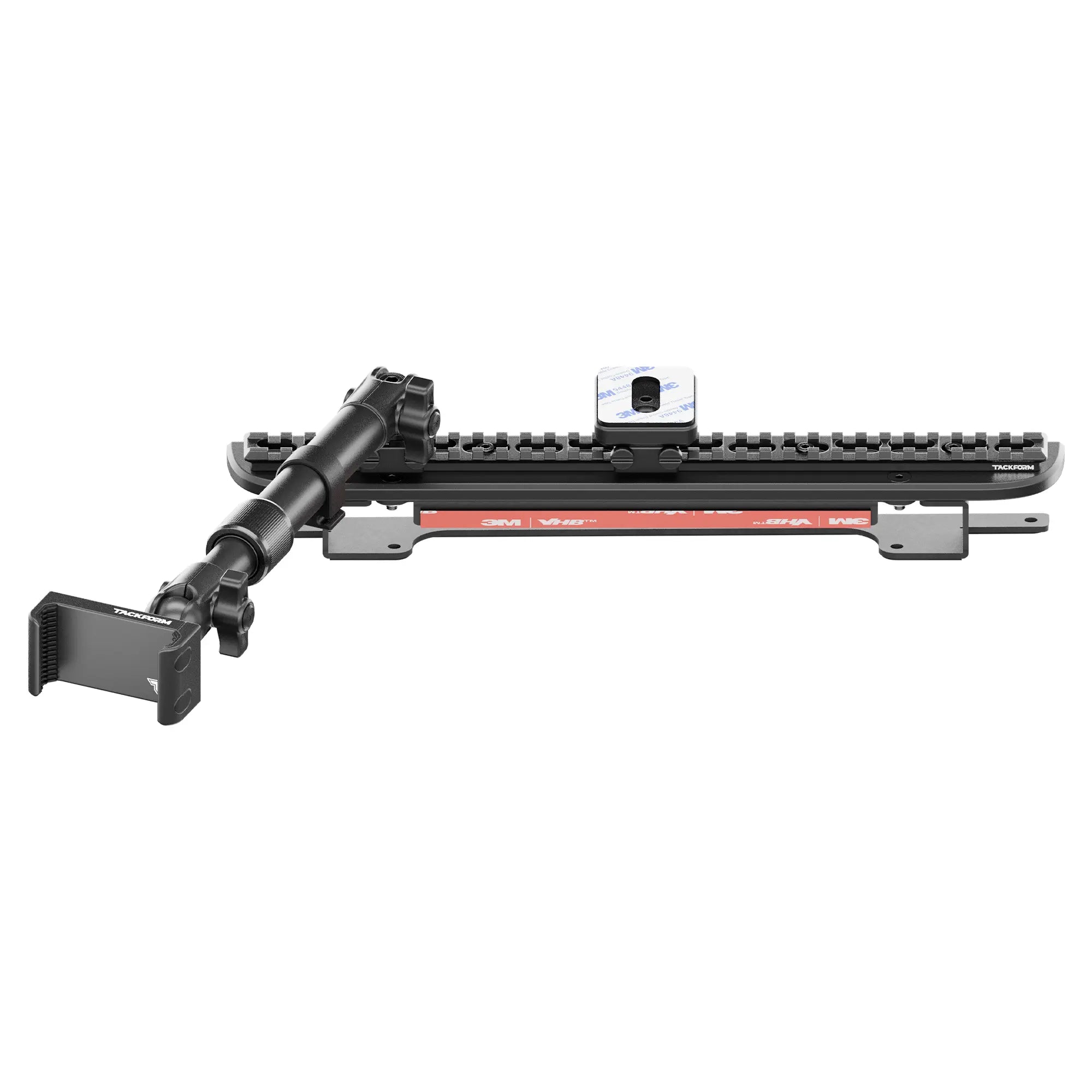 2024+ Ford F-150 (See Compatibility Info For Specific Year/Trim Fitment Details) Tackform Assault Track Picatinny Dash Bracket With 20LITE Phone Mount and Magnetic Radar Detector Holder | Telescoping Arm