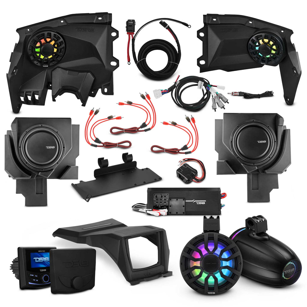 Can-Am Maverick X3 Stage 6 - Dash Speaker Panels, 8" Neodymium Tower Speakers, Dual 12” Subwoofer, Amplifier, Bluetooth Radio & LED Lights