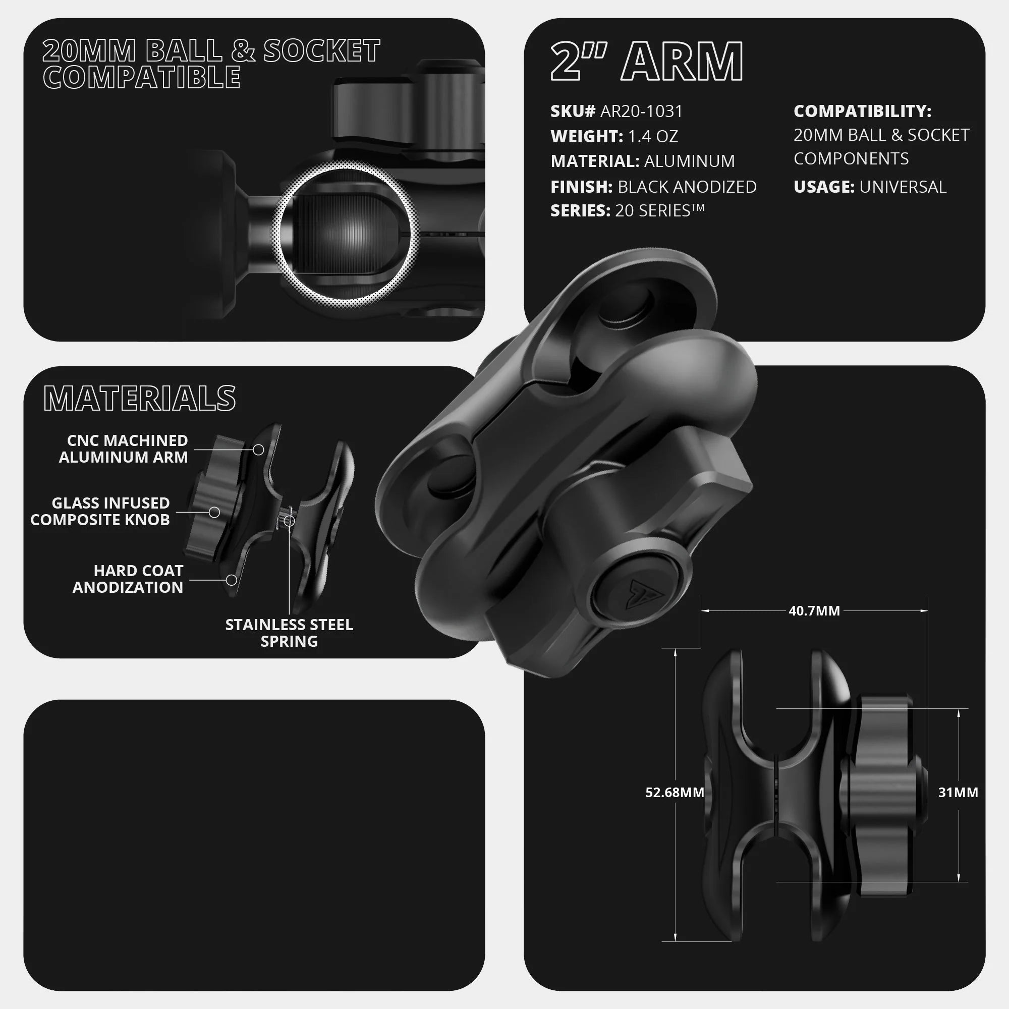 2016-2023 Toyota Tacoma Tackform Slim Track Dash Bracket With Dual MagSafe Phone Mounts