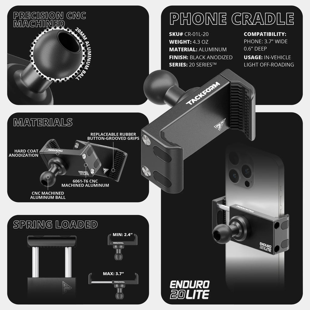 2004-2008 Ford F-150 Tackform Assault Track Picatinny Dash Bracket With 20LITE Phone Mount