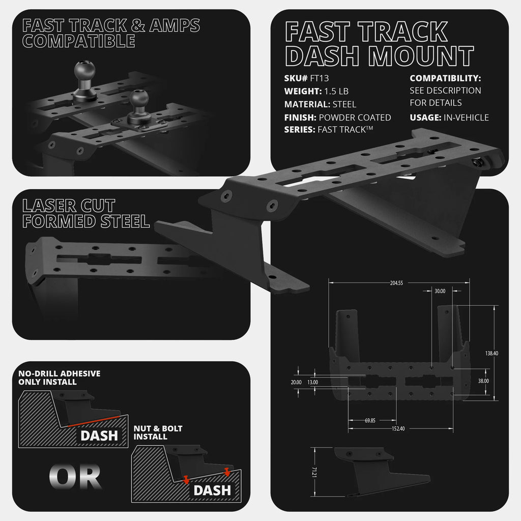 2022 Ford Super Duty (Compatible With 12” Screen ONLY) Tackform Fast Track Dash Bracket With Tablet Mount