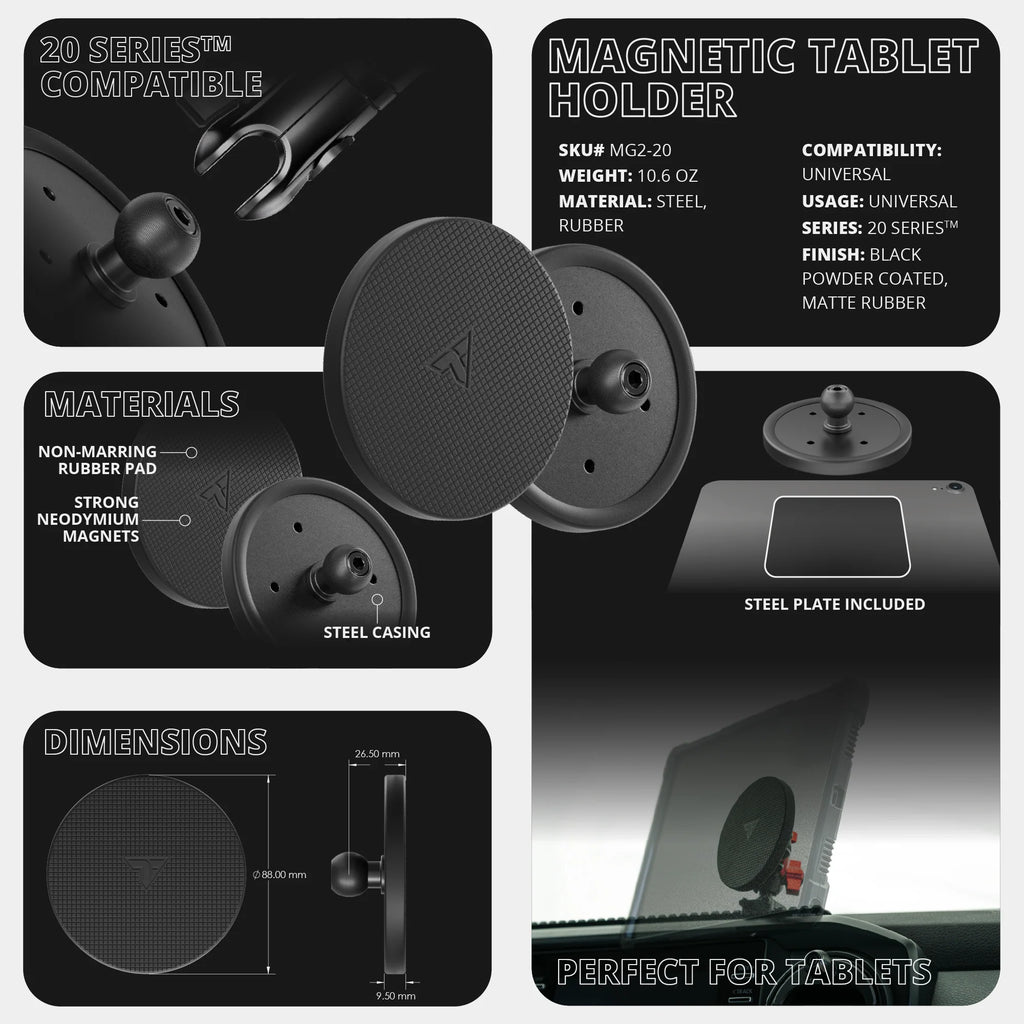 Magnetic Tablet Holder | Slim Track Base | 5" DuraLock™ Arm